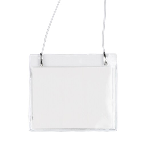 JAM PAPER Plastic Name Tags, 4" x 3 1/2", Clear, 24/Pack (401138612) Staples