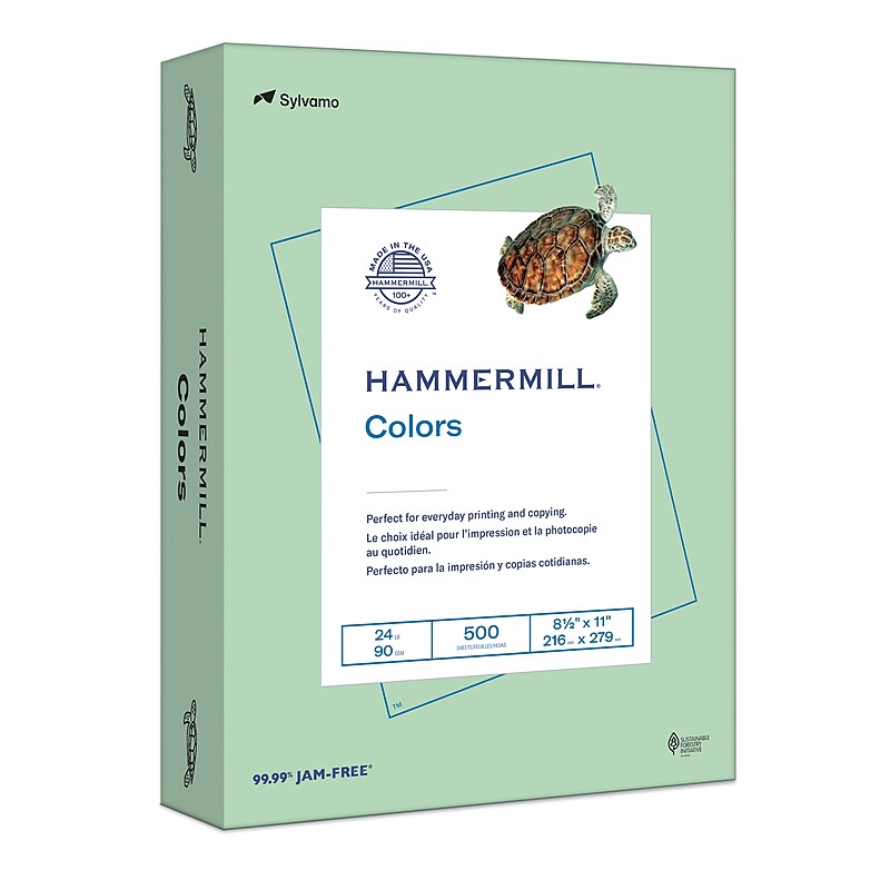 Hammermill Colors 8.5" x 11" Color Printer Paper, 24 lbs. Green, 500 Sheets/Ream (400740RM) image 1