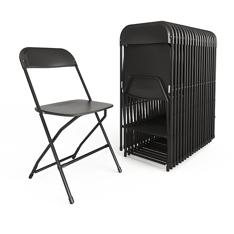 Flash Furniture HERCULES™ Plastic Armless Folding Chair, Black, 20/Pack image 1