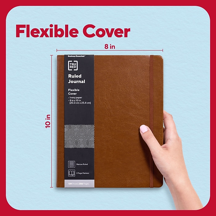 TRU RED Graph Journal Notebook - 8x10 Inch Large Flexible Cover 256 Pages