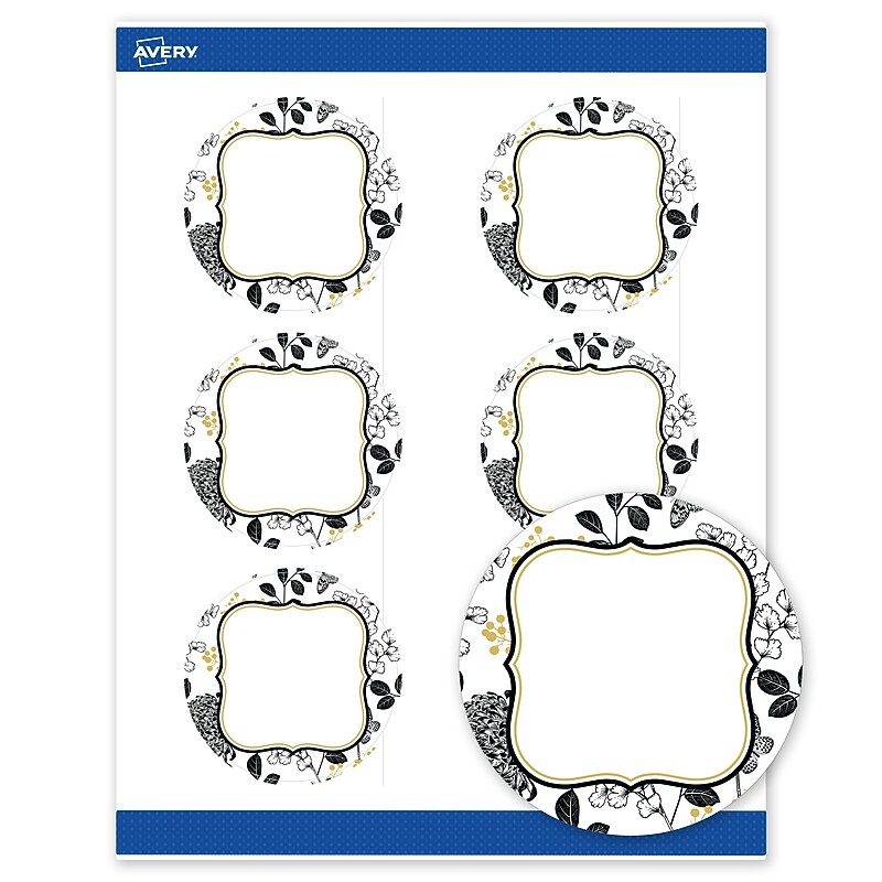 Avery Round Laser/Inkjet Multipurpose Labels, 3", White, 60/Pack (19479371043) image 1