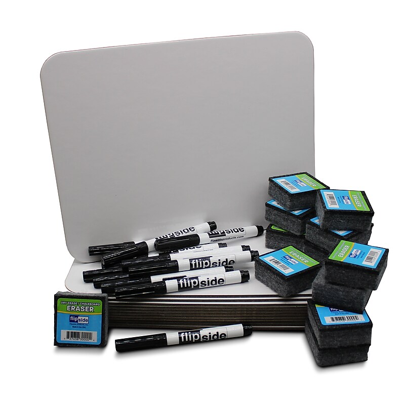 Flipside Dry-Erase Boards Class Pack with Pens & Erasers, 36/Set (21003) image 1