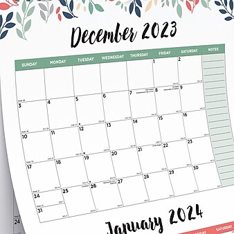 2024 Blueline Leaves 12.5" x 27" Three-Month Wall Calendar (C171129)