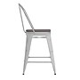 Flash Furniture Carly Indoor-Outdoor Counter Height Stool with Back, White with Gray Seat (ET353424WHPL1G)~#|#~662DDA36-F990-44F0-974D8F0BCB1096AE_sc7
