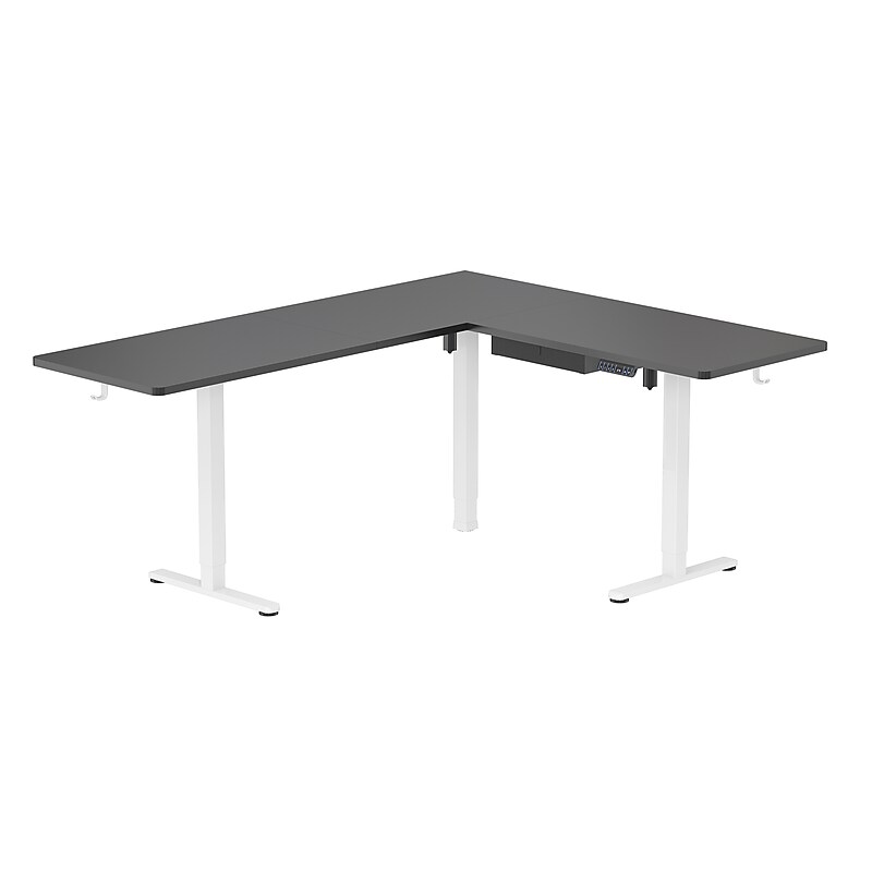 Mount-It! XL 75"W Electric Corner Adjustable Standing Desk, Black/White (MI-15027) image 1