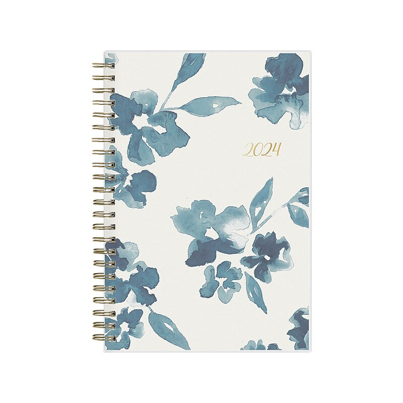 2024 Blue Sky Bakah Blue 5" x 8" Weekly & Monthly Planner, White/Blue (137260-24) image 1