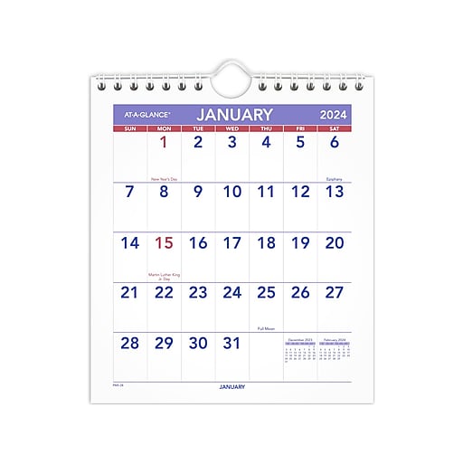 2024 ATAGLANCE 6.5" x 7.5" Monthly Wall Calendar (PM52824) Staples