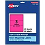Avery Laser/Inkjet Rectangle Multipurpose Labels, 3-1/4" x 8-3/8", Neon Magenta, 60/Pack (94251)~#|#~663FD617-2570-4BA9-B2B18F0AD1C5391F_sc7