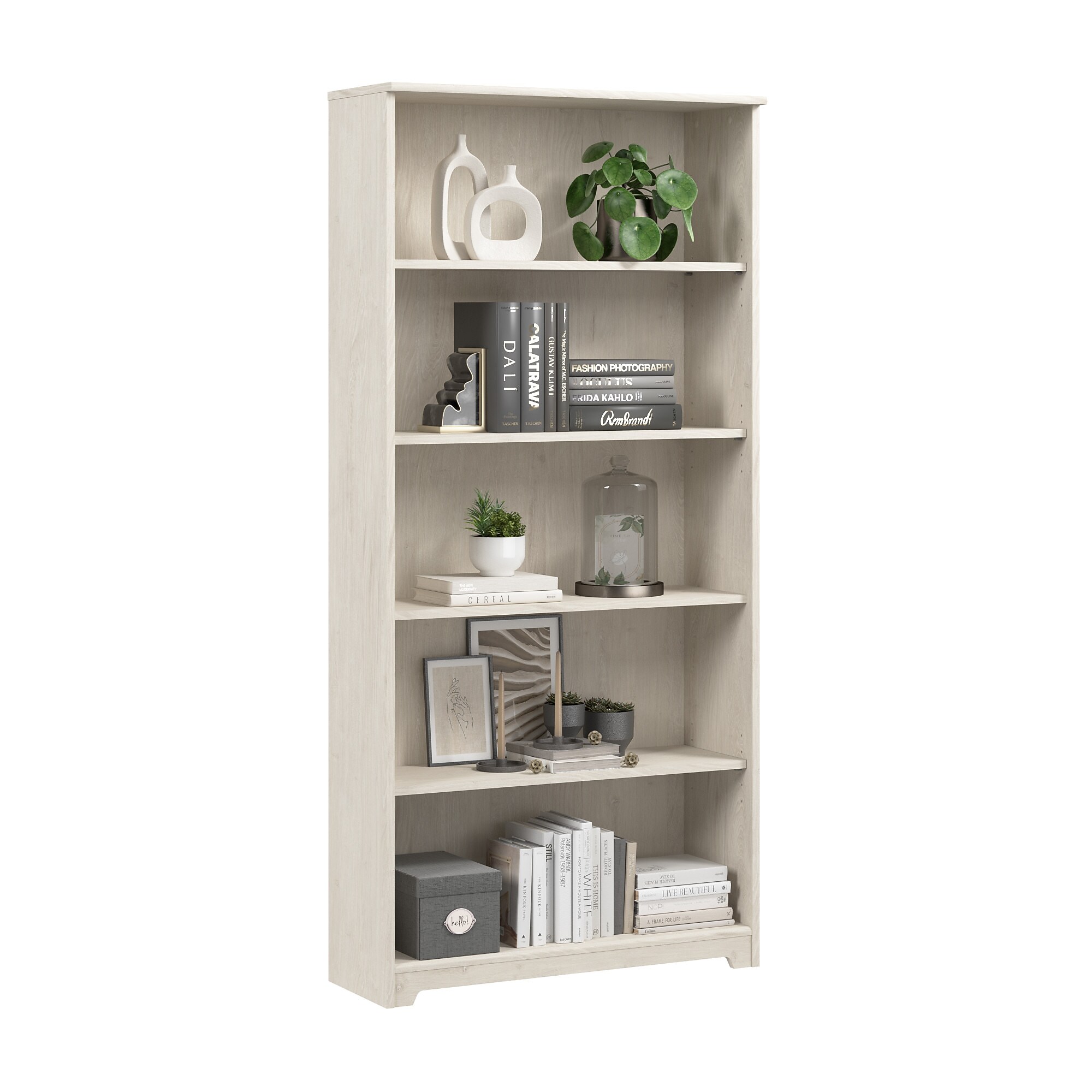Bush Home Cabot Tall 5 Shelf Bookcase, Linen White Oak (WC31166) Sansujyuku sansujyuku.com