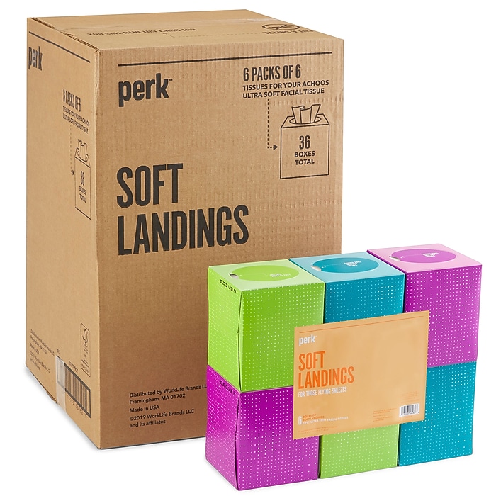 Perk™ Ultra Soft Tissue, 2-Ply, 95 Sheets/Box, 6 Boxes/Pack, 6