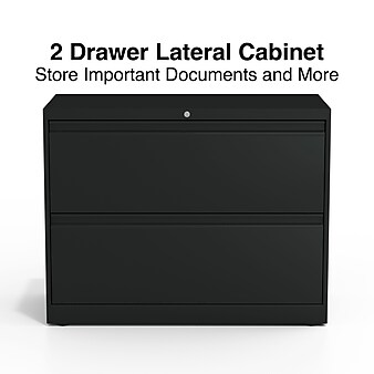 Staples Commercial 2 File Drawer Lateral File Cabinet, Locking, Black, Letter/Legal, 36"W (20054D)