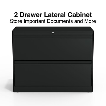 Staples Commercial 2 File Drawer Lateral File Cabinet, Locking, Black, Letter/Legal, 36"W (20054D)