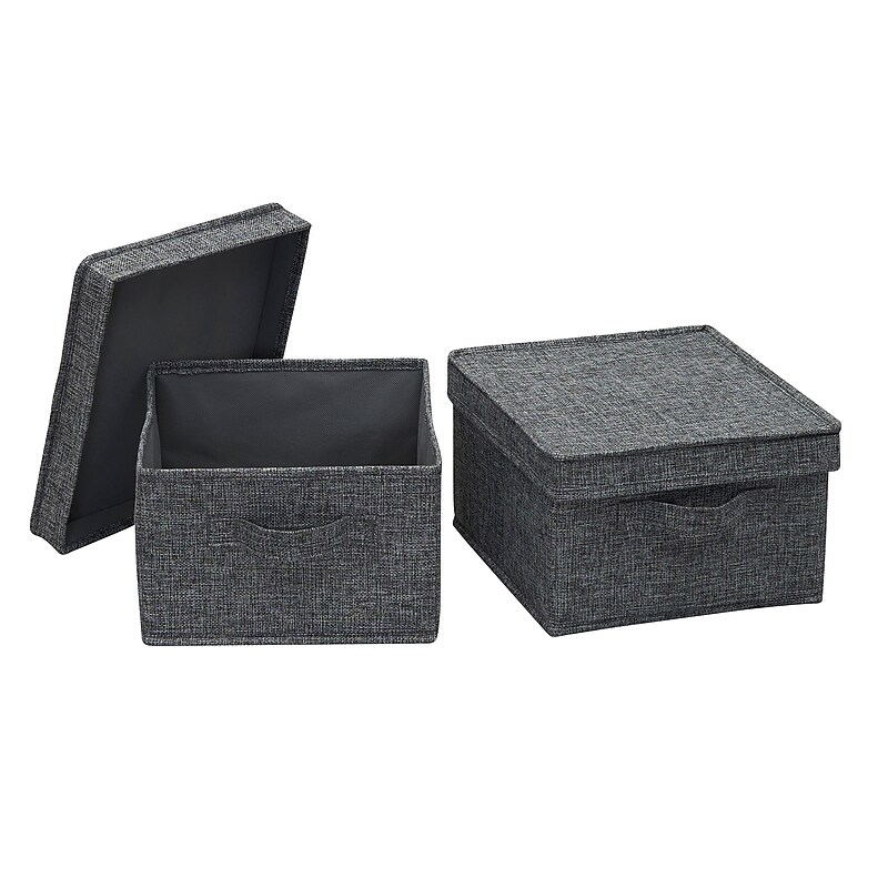 Household Essentials Medium Stackable Folding Fabric Storage Bin, 6" x 10"x 11", 11.42 Qt., Gray, 2/Pack (7511-1) image 1