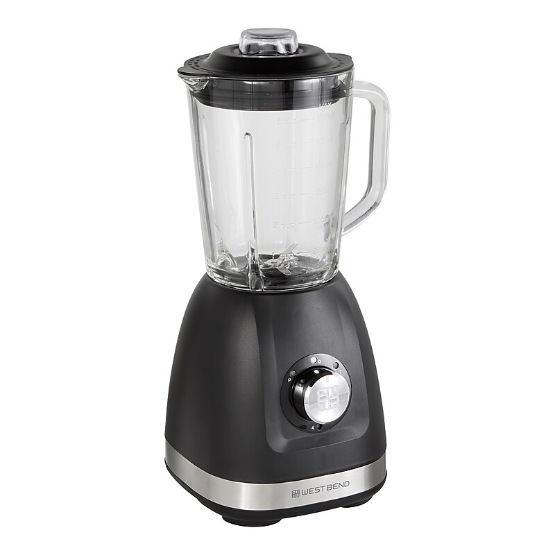 West Bend 48 oz. Multi-Function Glass Jar Blender with Travel Cup, Black (BLWB48BK13) image 1