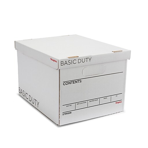 Staples Basic Duty File Box Lift Off Lid Letter Legal White