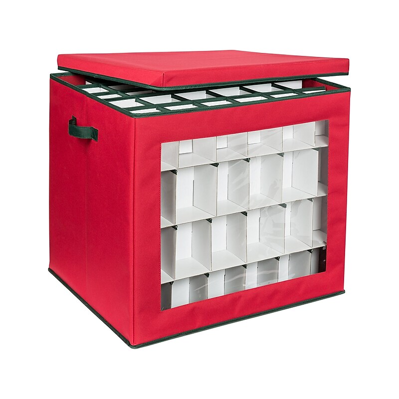Honey-Can-Do 120-Cube Ornament Storage Box, Red/Green (SFT-08362) image 1