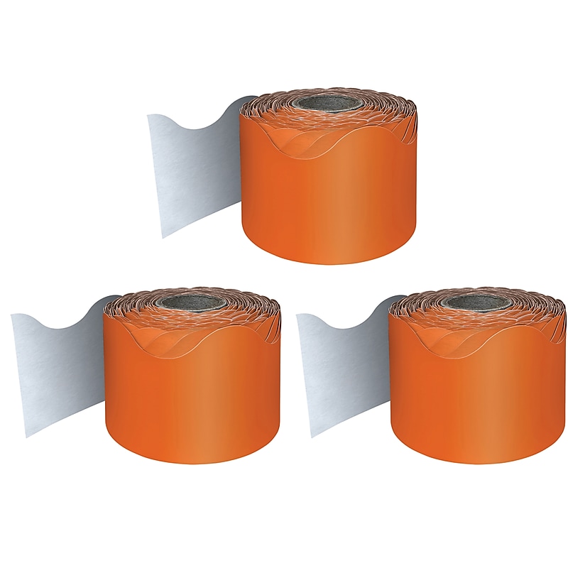 Carson Dellosa Education Rolled Scalloped Border, 2-1/4" x 65', Orange, 3/Bundle (CD-108466-3) image 1