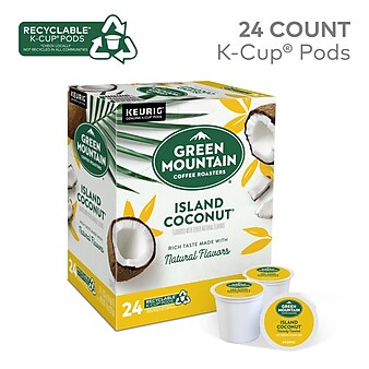 Green Mountain Island Coconut Coffee, Keurig® K-Cup® Pods, Light Roast, 24/Box (6720)