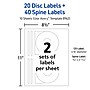 Avery Inkjet Film DVD Labels, Matte White, 2 Labels/Sheet, 10 Sheets/Pack, 20 Labels/Pack (8962)~#|#~66598F70-DFBB-4993-92D407C268451FE5_sc7