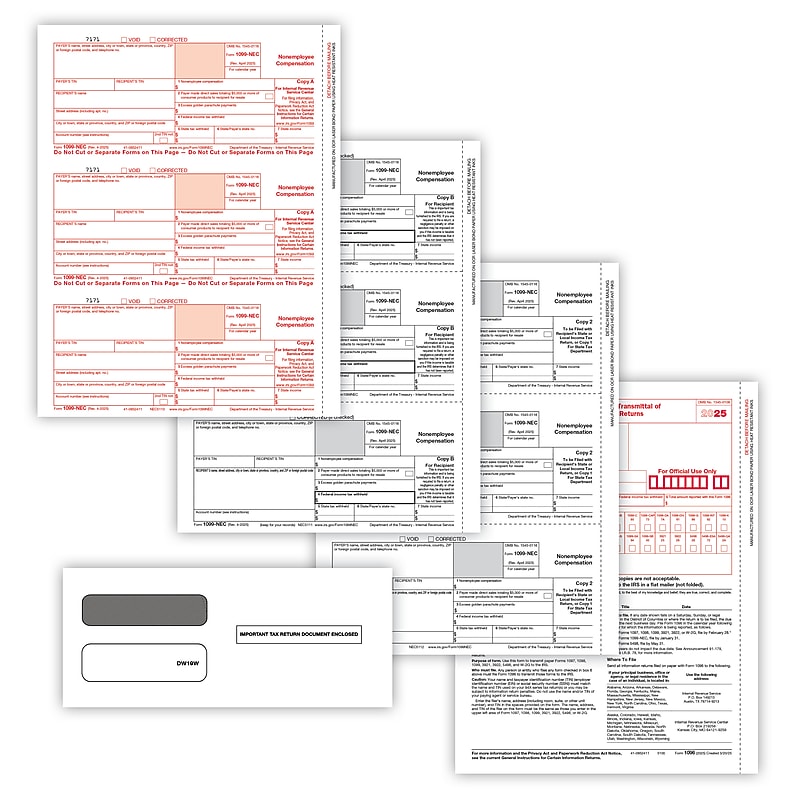 ComplyRight 2025 1099-NEC Tax Form, 3-Part, 3-Up, 100/Pack (NEC95913E) image 1