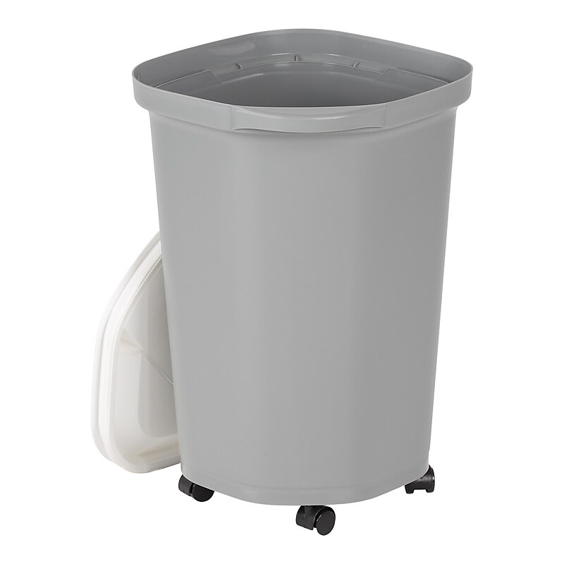 Iris 30 Quart Airtight Dog & Cat Food Container with Lid, Plastic, Elephant Gray (500313) image 1