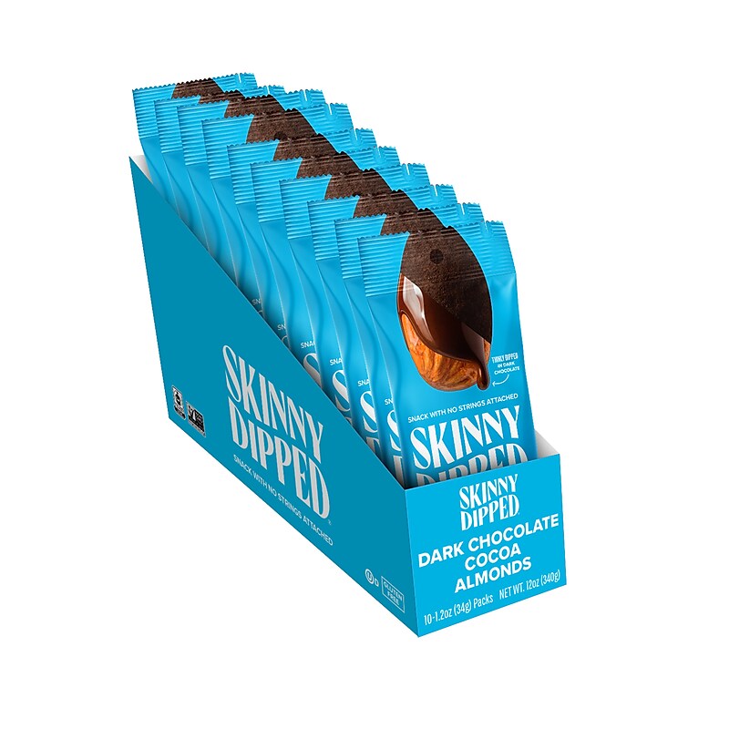 SKINNY DIPPED ALMONDS Dark Chocolate Covered Almonds, 1.2 oz., 10/Box  (EDT00837/WWT07 ) image 1