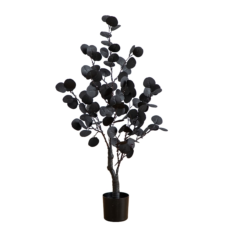 Nearly Natural Pre-Lit Artificial Halloween Black Eucalyptus Tree, 3' (T5220) image 1