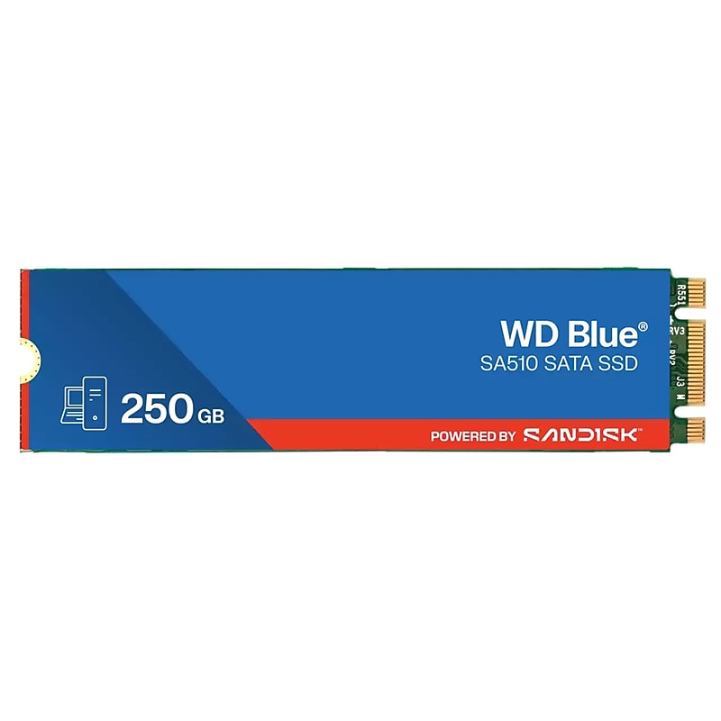 Western Digital Blue SA510 250GB M.2 2280 SATA III Solid State Drive, 3D NAND (WDS250G3B0B-00AXS0) image 1