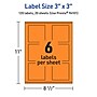 Avery Laser/Inkjet Multipurpose Square Labels, 3" x 3", Bright Orange, 120/Pack (94101)~#|#~667905AF-27AA-4D9A-BC66E8FE6963C1BD_sc7