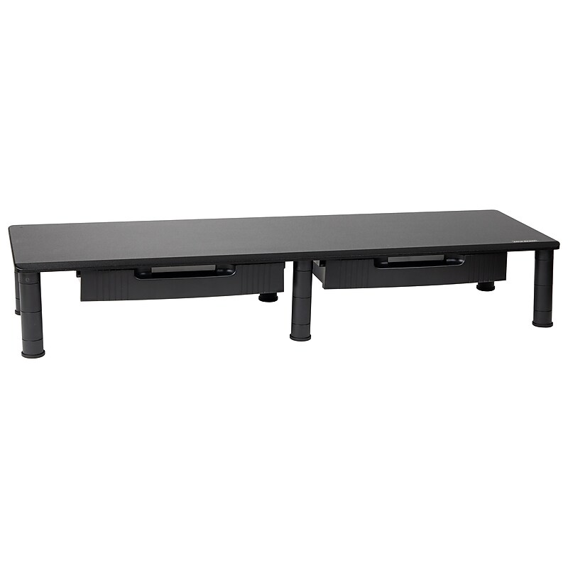 Mind Reader Adjustable Dual Monitor Stand with Drawers, Up to 40 lbs., Black (DUBMODR-BLK) image 1