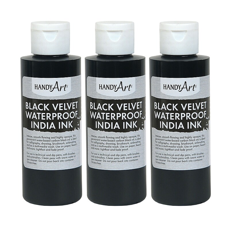 Handy Art India Ink, Black Velvet, 4 oz., 3/Bundle (RPC410000-3) image 1