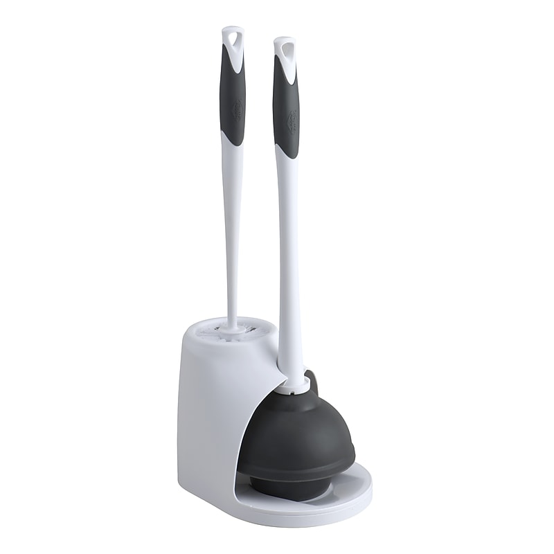 Clorox Toilet Bowl Brush & Plunger with Caddy, White/Gray (620034) image 1
