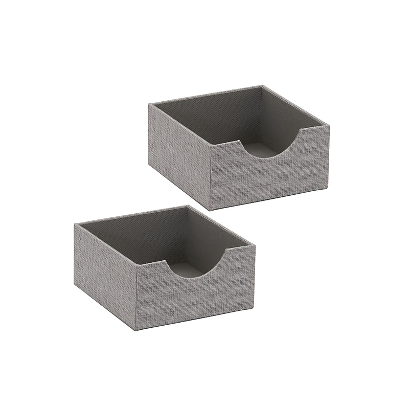 Household Essentials 1-Compartment Cardboard/Poly Linen/Nonwoven PP Drawer Organizer, Gray, 2/Set (729-1) image 1