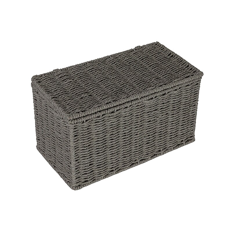 Household Essentials Small Handwoven Paper Rope Wicker Basket with Lid, Gray (HE1194) image 1
