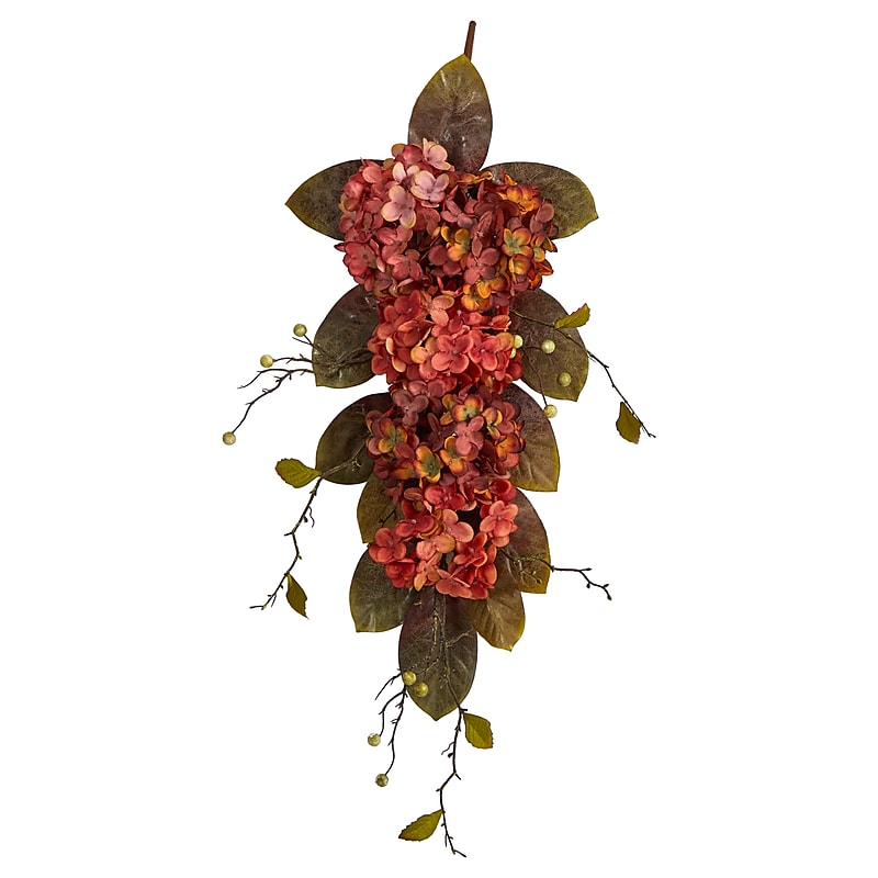 Nearly Natural 35" Autumn Hydrangea and Berry Artificial Fall Teardrop (W1228) image 1