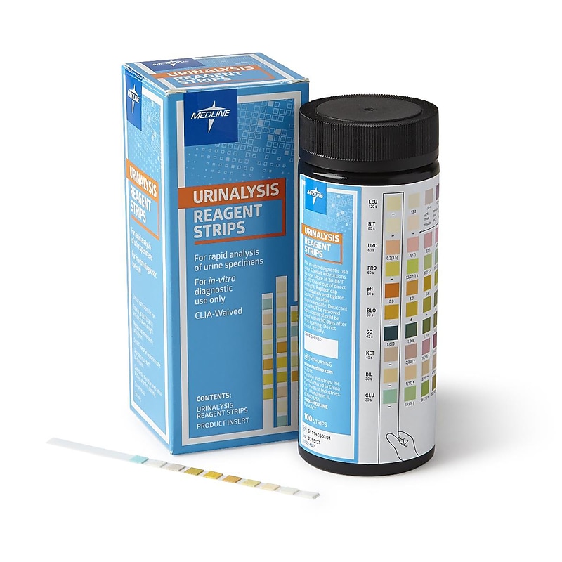 Medline 10-Parameter Urinalysis Reagent Strips, 100 Strips/Bottle (MPHUA10SG) image 1