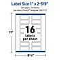 Avery Rectangle Laser/Inkjet Multipurpose Labels, 1" x 2-5/8", White, 160/Pack (19479370969)~#|#~66A2014F-14C4-4C3E-89758274A467D73B_sc7