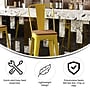 Flash Furniture Kai Indoor-Outdoor Bar Height Stool with Removable Back, Yellow with Teak Seat (CH3132030GYLP2T)~#|#~66A89381-80D3-49A8-88AE1FC93D284FF3_sc7
