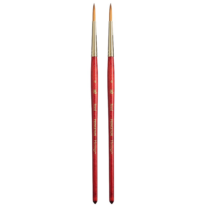 Princeton Heritage Short Handle Watercolor Synthetic Round Brush, 2/Pack (PBXP4050R4-2) image 1