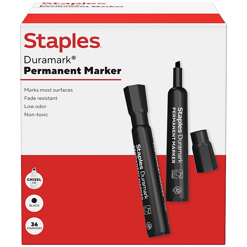 Staples Duramark Tank Marker, Chisel Tip, Black, 36/Pack (ST62928) image 1