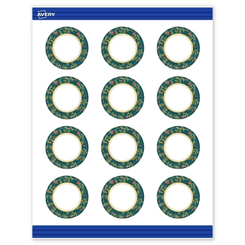 Avery Gold-Teal Berries Matte Blank Card, White, 120/Pack (S00-FF6) image 1