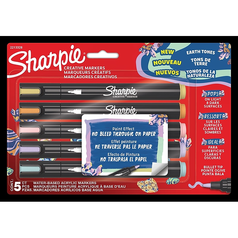 Sharpie Creative Markers Liquid Ink Marker, Bullet Tip, Assorted Colors, 5/Pack (2213328) image 1