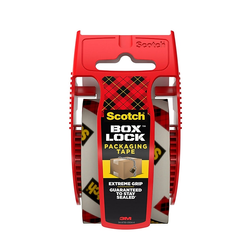 Scotch Box Lock Heavy Duty Packing Tape with Dispenser, 1.88" x 22.2 yds., Clear (195) image 1