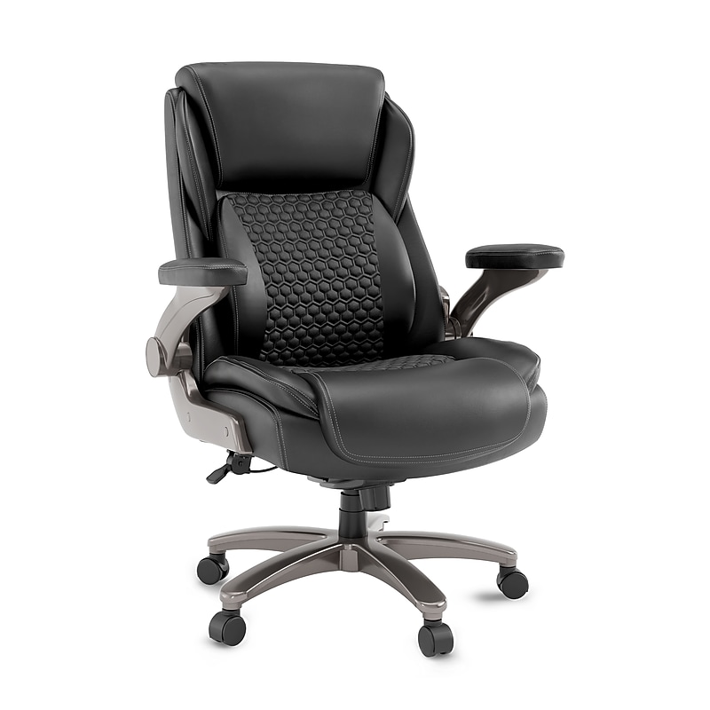Staples Randolph Ergonomic Bonded Leather Executive Big & Tall Chair, 400 lb. Capacity, Black (ST62818) image 1