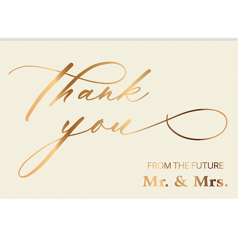 Better Office Engagement Thank You Cards with Envelopes, 4" x 6", Ivory/Gold, 50/Pack (64643-50PK) image 1