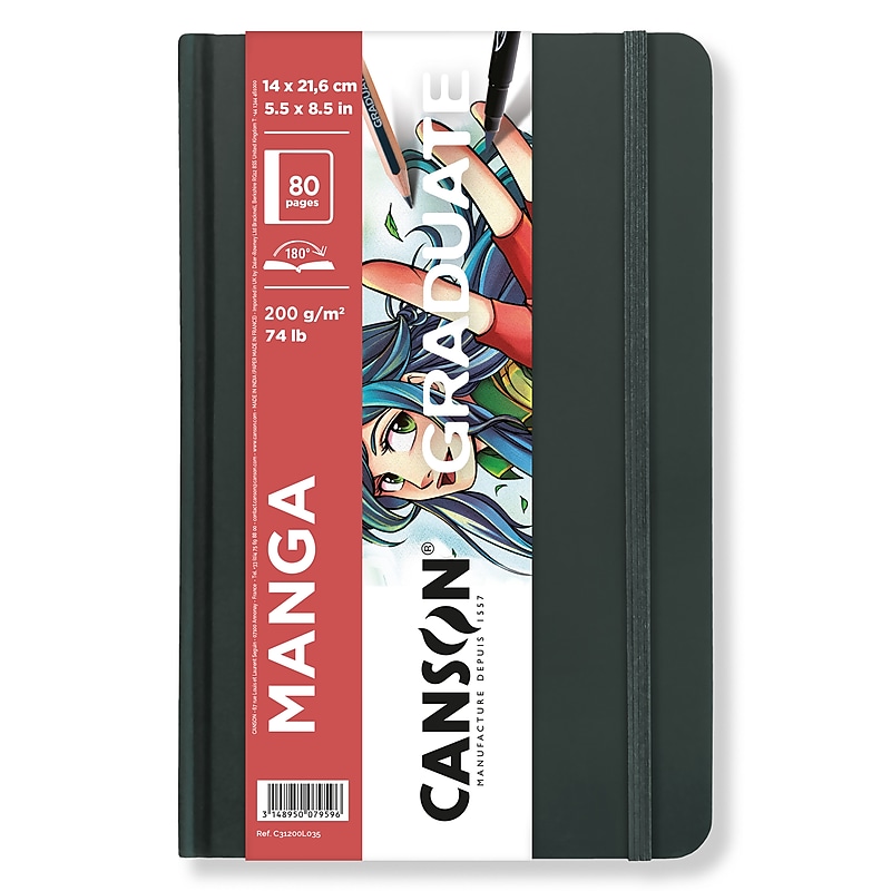 Canson Graduate 5.5" x 8.5" Hard Bound Manga Art Book, 10 Sheets/Book, 5/Bundle (MCX31200L035-5) image 1