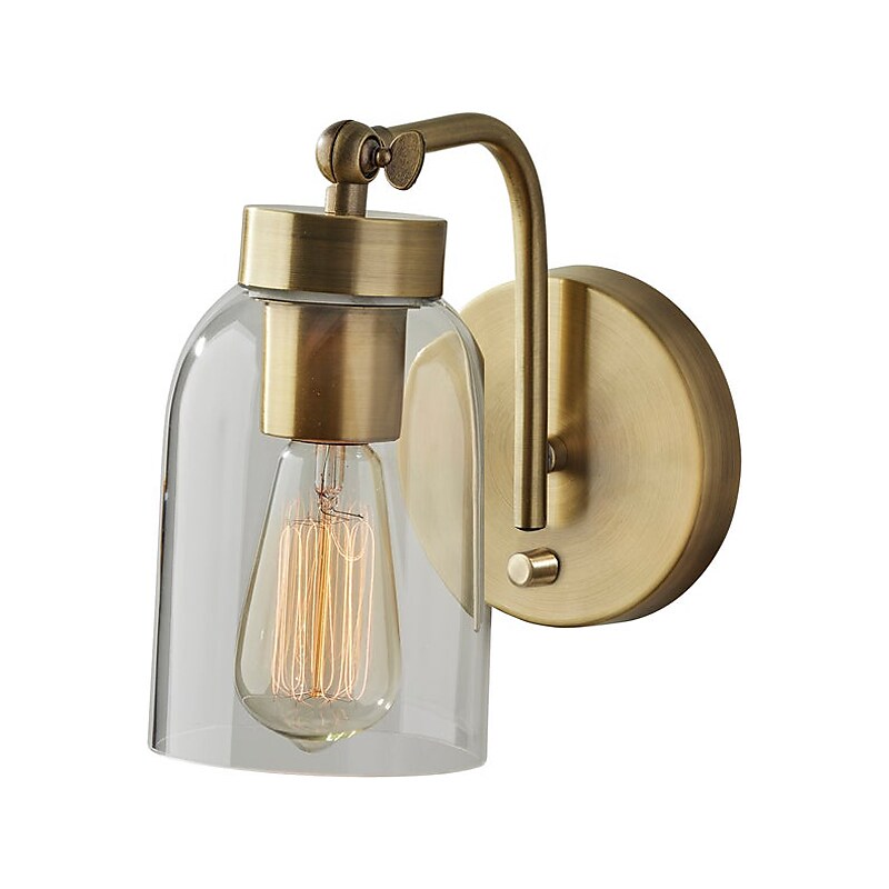 Adesso Bristol 1-Light Incandescent Bulb Armed Sconce, Antique Brass (4286-21) image 1