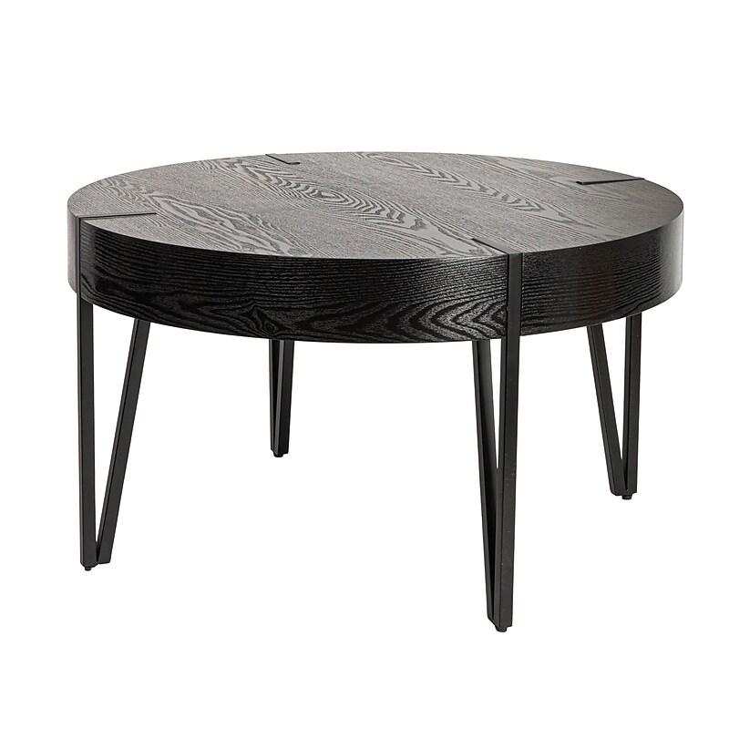Storied Home Astoria Wooden Round Side Table, Black (EC1704) image 1