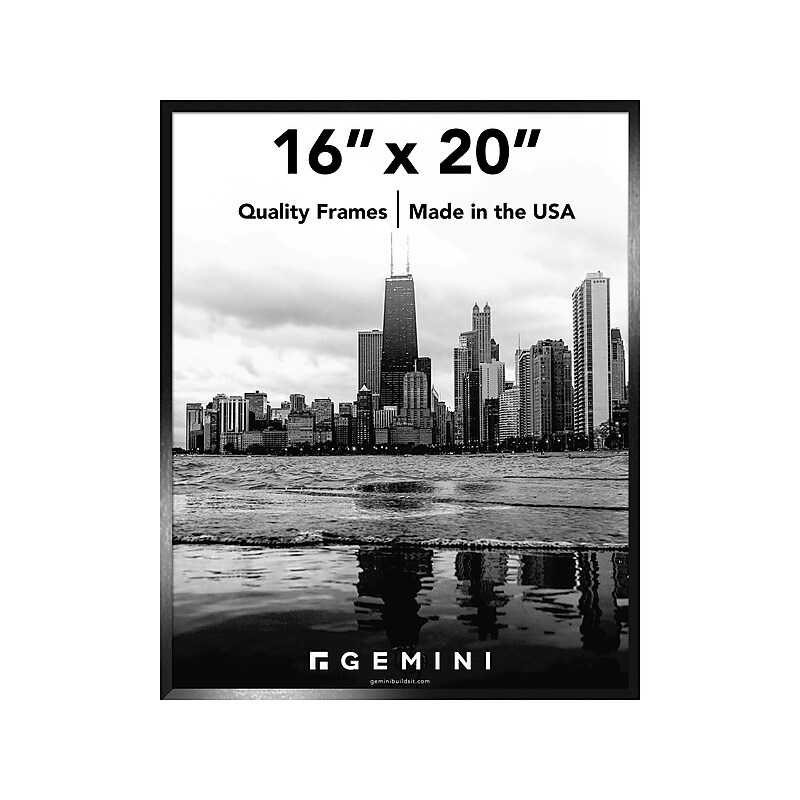 Gemini 16" x 20" Metal Picture Frame, Glossy Black (GOEM-2-20) image 1