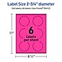 Avery Round Laser/Inkjet Multipurpose Labels, 2.75" Dia, Neon Magenta (240/Box)~#|#~66F284E7-5A4A-4CBE-82318149EEF7BA3A_sc7